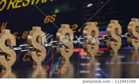 The Dollar icon and chain for Business concept 3d rendering. 112943198