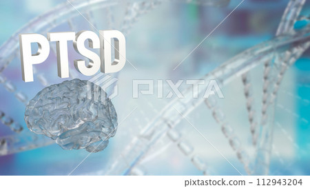 The Brain and ptsd text for health or sci concept 3d rendering. 112943204