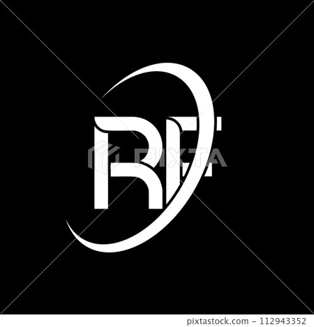 RF logo. R F design. White RF letter. RF/R F letter logo design. Initial letter RF linked circle uppercase monogram logo. 112943352