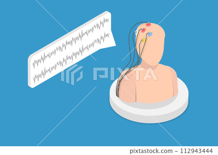 3D Isometric Flat Vector Illustration of Neurofeedback , Monitoring Brain Activity 112943444