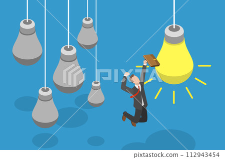 3D Isometric Flat Vector Illustration of Innovation Breakthrough, Problem Solving 112943454