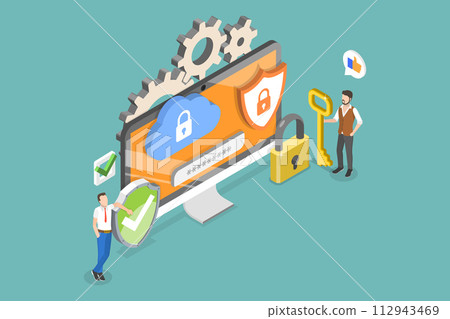 3D Isometric Flat Vector Illustration of Data Security, User Account Privacy 112943469