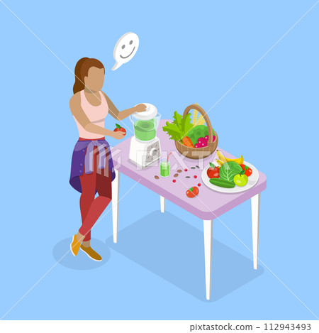 3D Isometric Flat Vector Illustration of Healthy Diet, Morning Breakfast Nutrition 112943493