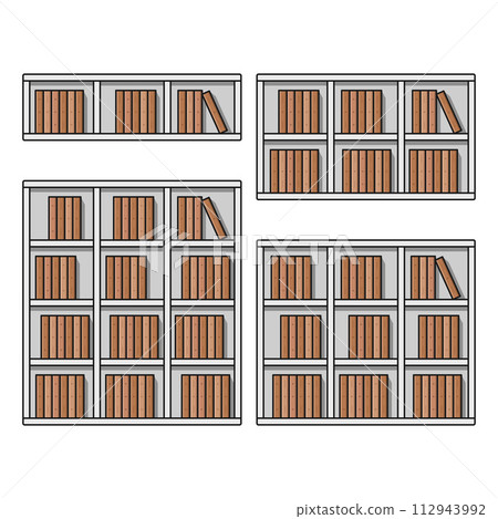 white wooden shelf bookcase storage with books home furniture vector flat illustration white wooden shelf bookcase storage with books home furniture vector flat illustration 112943992