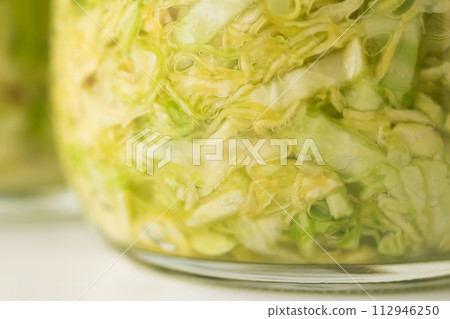 Homemade choucroute during lactic acid fermentation Homemade choucroute during lactic acid fermentation 112946250