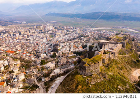 Aerial photo of Gjirokaster city, Albania 112946811