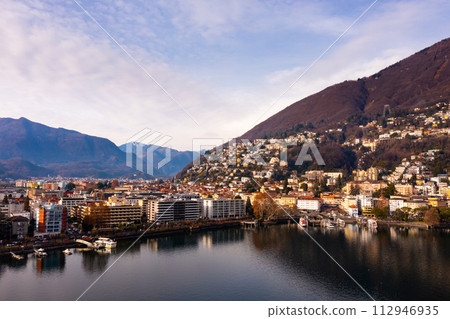 Shore of Lake Maggiore in Locarno, Switzerland 112946935