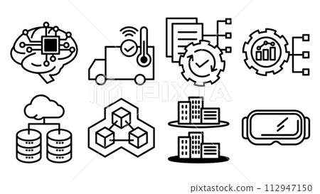 Digital technology icon set 112947150