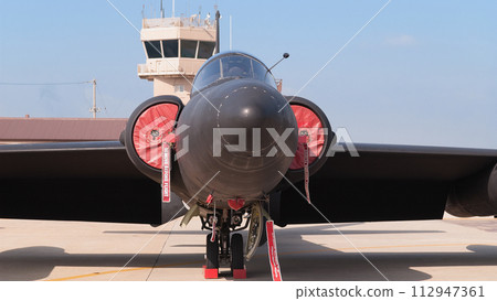 US Air Force U-2 reconnaissance aircraft on the apron US Air Force U-2 reconnaissance aircraft on the apron 112947361