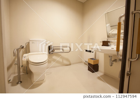 Clean disabled toilet material picture 112947594