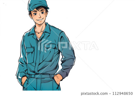 Illustration of a man wearing work clothes 112948650