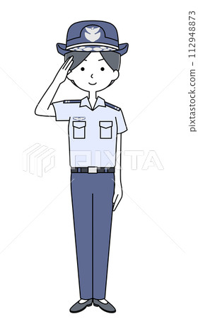 Salute Illustration of the Air Self-Defense Force (summer uniform, short sleeves) 112948873