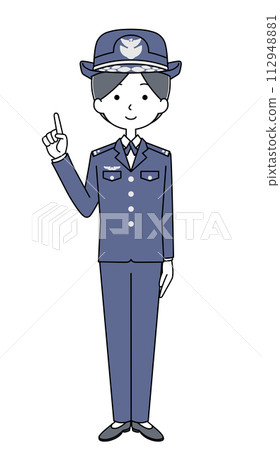 Pointing illustration of Air Self-Defense Force (winter uniform) 112948881