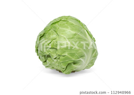 Whole fresh cabbage isolated on white background 112948966