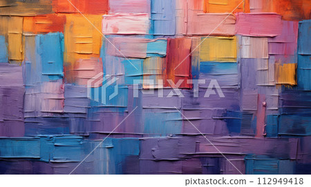 Oil paint strokes on wide canvas textured background. Decorating art painting. Pattern of color brush strokes. Artistic backdrop.. Oil paint strokes on wide canvas textured background. Decorating art painting. Pattern of color brush strokes. Artistic backdrop.. 112949418