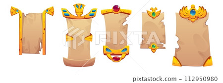 Ancient Egyptian game frame ui papyrus element 112950980