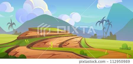 Drought and dead agriculture rice field vector 112950989