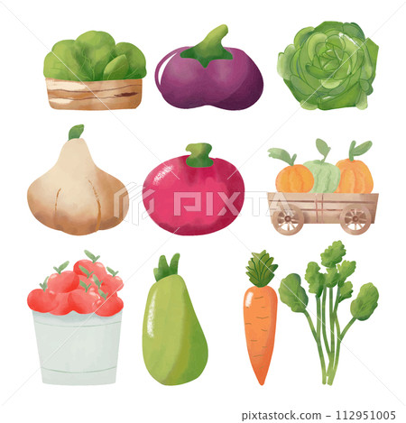 Set of hand drawn vegetables on a white background. Vector illustration. 112951005