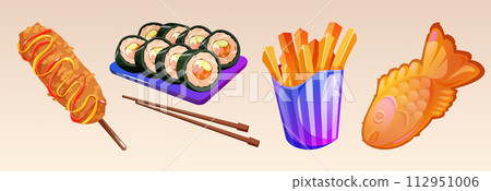 Korean fast food and asian meal illustration 112951006