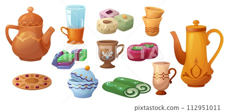 Ramadan arabic teapot and sweet food eid dessert Ramadan arabic teapot and sweet food eid dessert 112951011