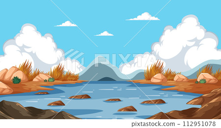 Serene Mountain Lake Landscape Serene Mountain Lake Landscape 112951078