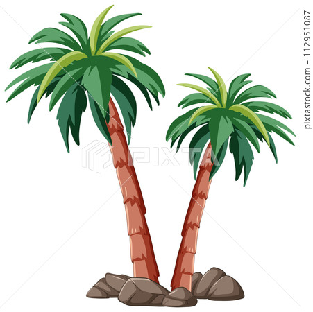 Tropical Palm Trees Vector Illustration 112951087