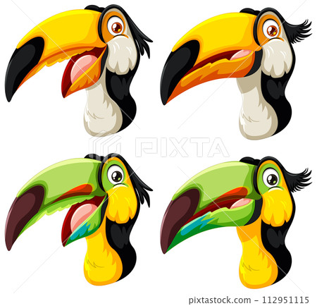 Colorful Toucan Faces Vector Set Colorful Toucan Faces Vector Set 112951115
