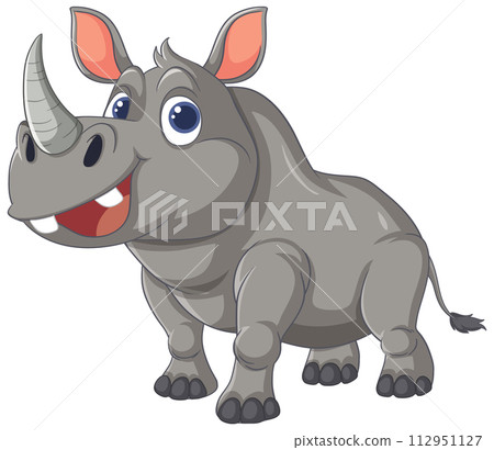 Cheerful Cartoon Rhino Illustration 112951127