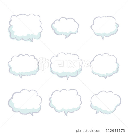 Mokumoku cloud handwritten speech bubble illustration set 112951173