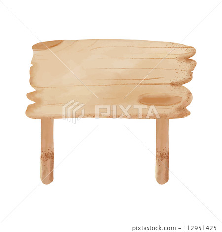 Wooden signboard isolated on a white background. Vector illustration. 112951425