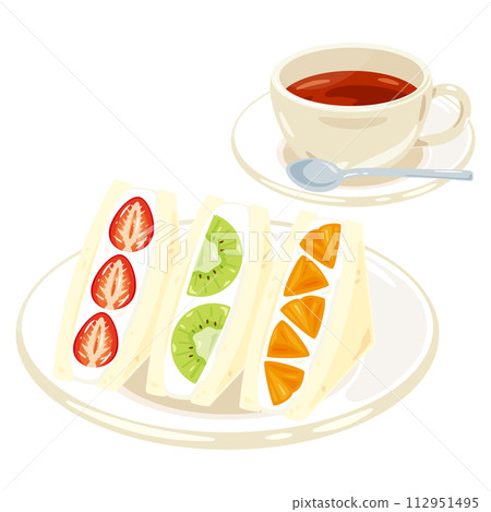 水果三明治和茶具 112951495