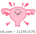 可愛的人物插圖顯示痛苦的子宮 112951576