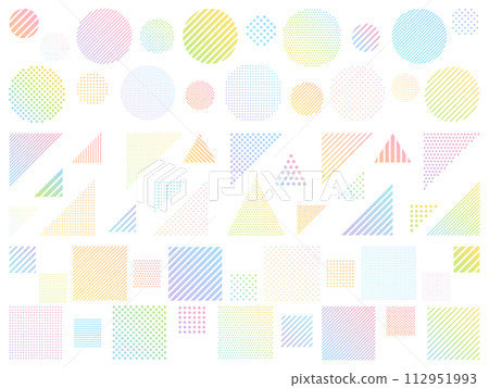 彩色漸層圓形、三角形和方形圖示集 112951993