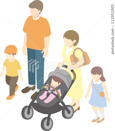 等距休閒旅行家庭家庭人男人女人小孩嬰兒插畫 112952005