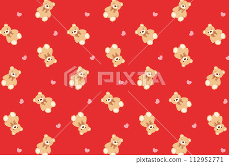 Seamless pattern with cute teddy bears and hearts 112952771