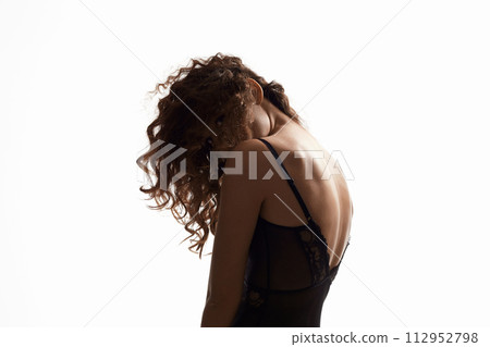 Hairy Girl in Sexual lingerie. Female silhouette Hairy Girl in Sexual lingerie. Female silhouette 112952798