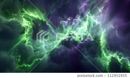 「宇宙錯覺：夸克的複雜圖案閃耀的抽象空間景觀」<AI生成的材料> 112952935