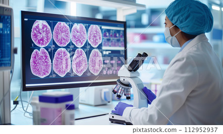 「藥物開發與電子顯微鏡下細胞結構的觀察」<AI生成材料> 112952937