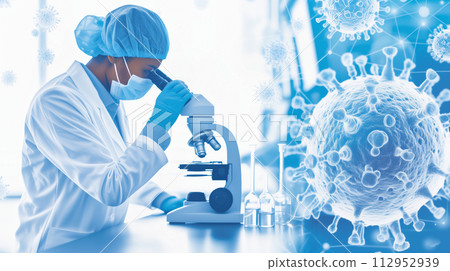 「電子顯微鏡下的疫苗開發」<AI生成材料> 112952939