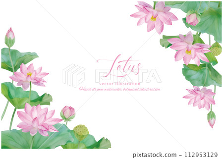 水彩手繪荷花裝飾葉背景素材 水彩手繪荷花裝飾葉背景素材 112953129