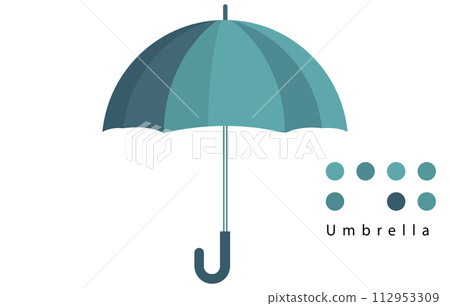Solid color flat illustration of a Umbrella, Vector umbrella icon. Solid color flat illustration of a Umbrella, Vector umbrella icon. 112953309