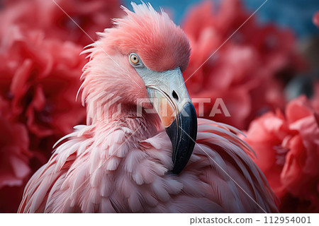 Close up pink flamingo portrait 112954001