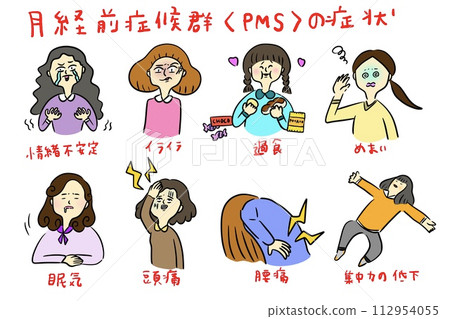 Premenstrual syndrome women PMS by symptoms 112954055