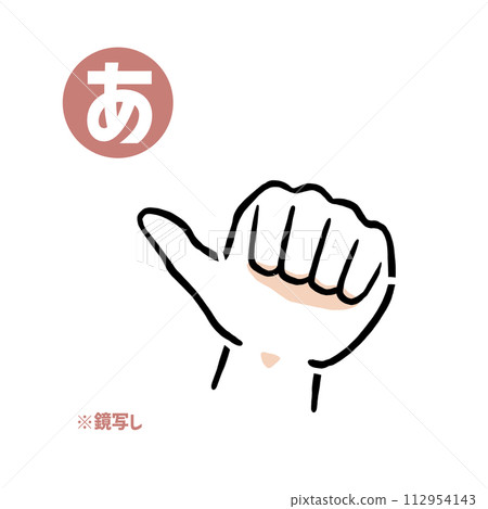 Mirror copy of sign language finger letter “a” 112954143