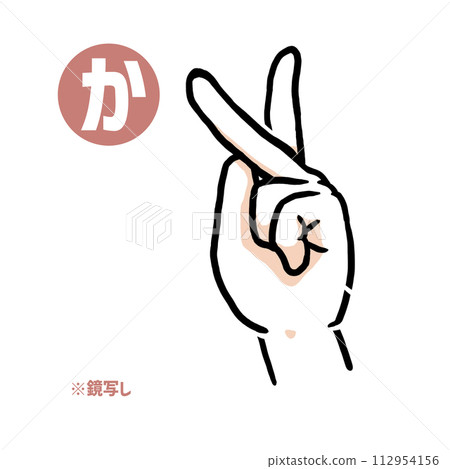 手語手指字元“ka”的鏡像副本 手語手指字元“ka”的鏡像副本 112954156