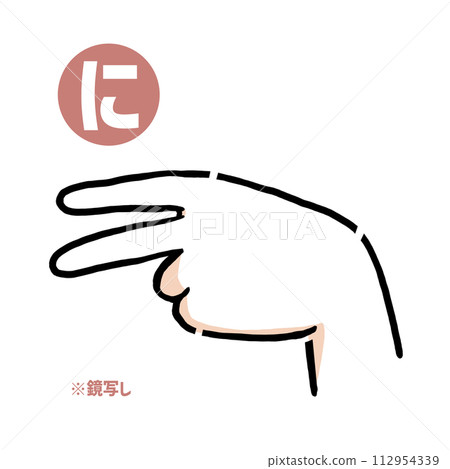 Mirror copy of the sign language finger character “ni” 112954339