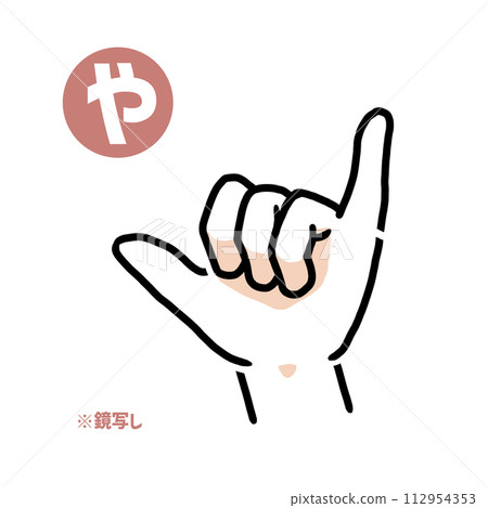手語手指字元「呀」的鏡像 手語手指字元「呀」的鏡像 112954353