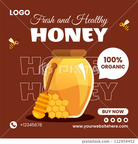 Honey Store Social Media Illustration Flat Cartoon Hand Drawn Templates Background 112954452