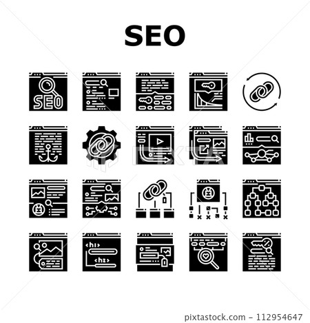 seo optimize community icons set vector 112954647