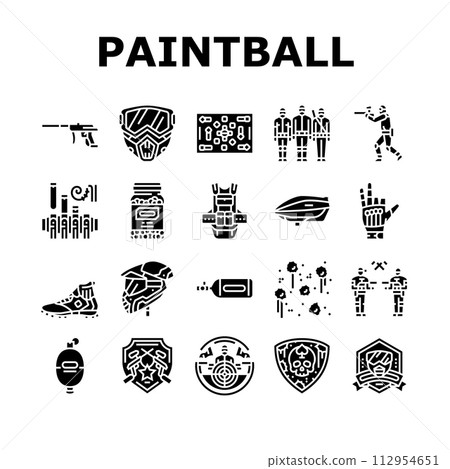 paintball game player team icons set vector paintball game player team icons set vector 112954651